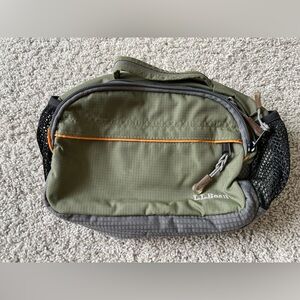 Vintage LL Bean Fanny Pack Bag Green Hiking Travel Zipper Compartments Canvas